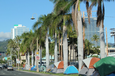 A homeless encampment in hawai'i