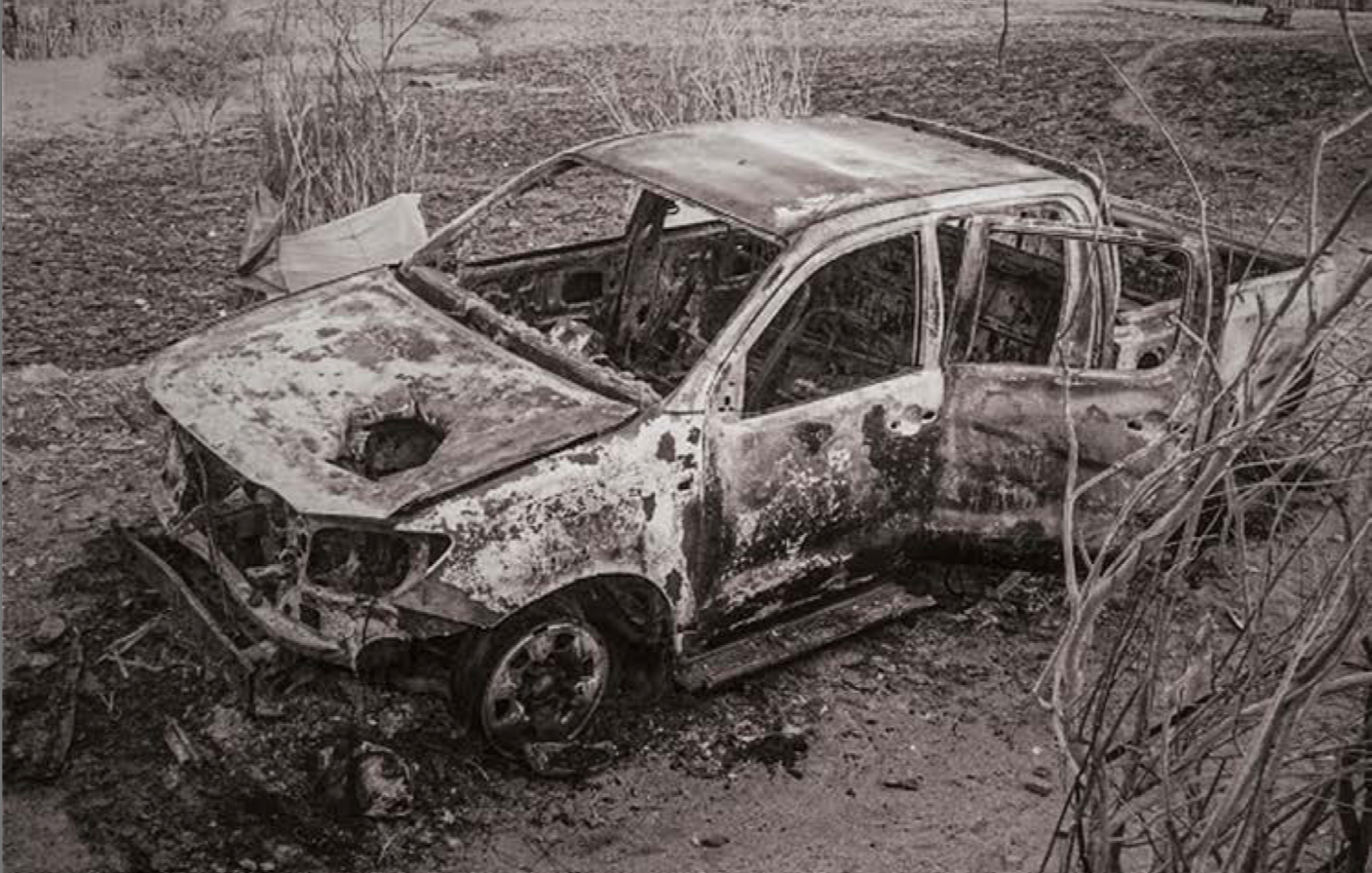Burned car.